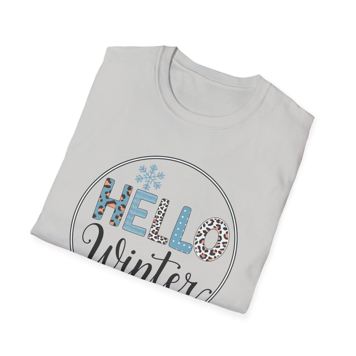 Hello Winter Unisex Softstyle T-Shirt | Cozy Seasonal Tee for Celebrations