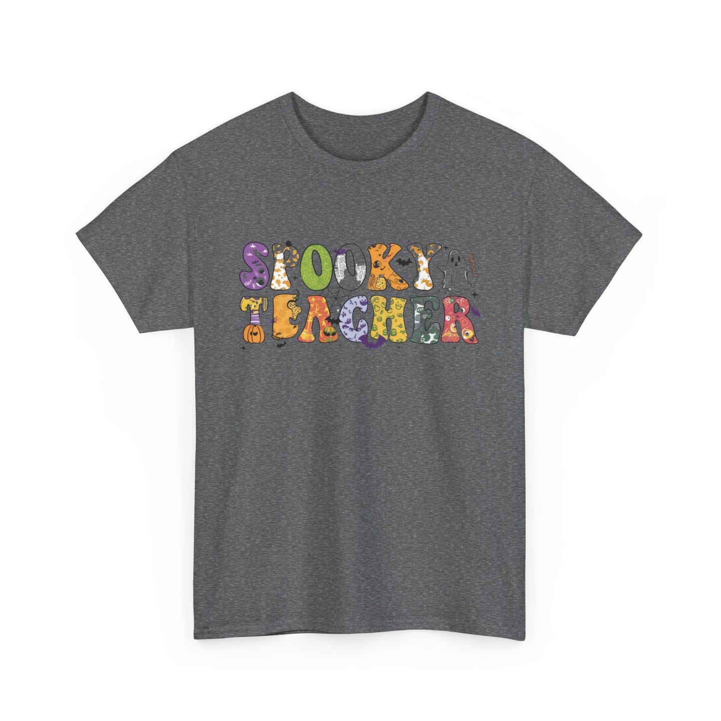 Spooky Teacher Unisex Heavy Cotton Tee - Perfect for Halloween School Teacher Classroom Style