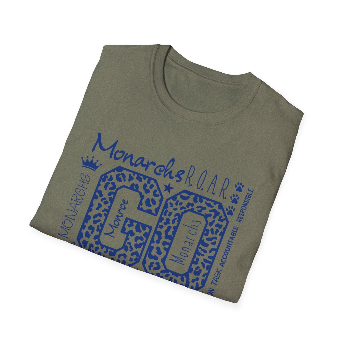 GO Monarchs Blue Leopard Print Unisex T-Shirt - School Spirit & Team Pride