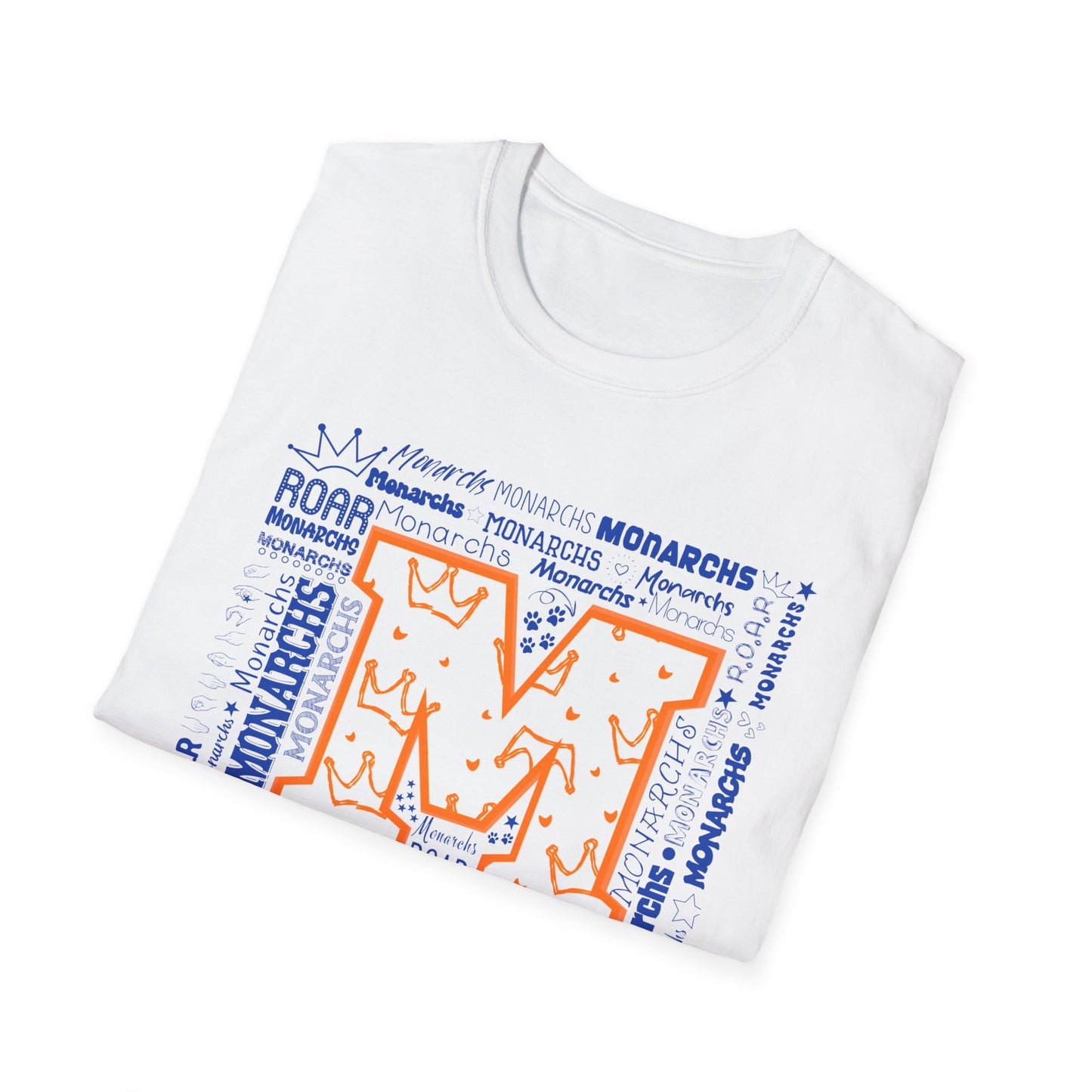 Orange Crown M Monarchs Unisex Softstyle T-Shirt - ROAR Design