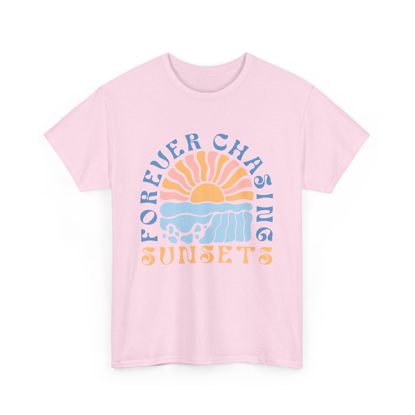 Forever Chasing Sunsets Retro Summer Unisex Heavy Cotton Tee