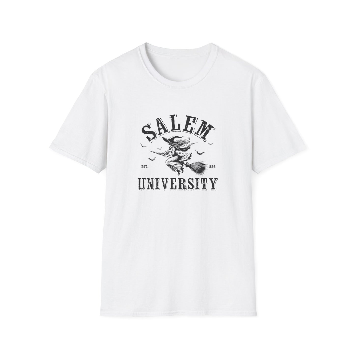 Salem University Vintage Witchy T-Shirt | Unisex Softstyle Tee | Perfect for Halloween & College Spirit