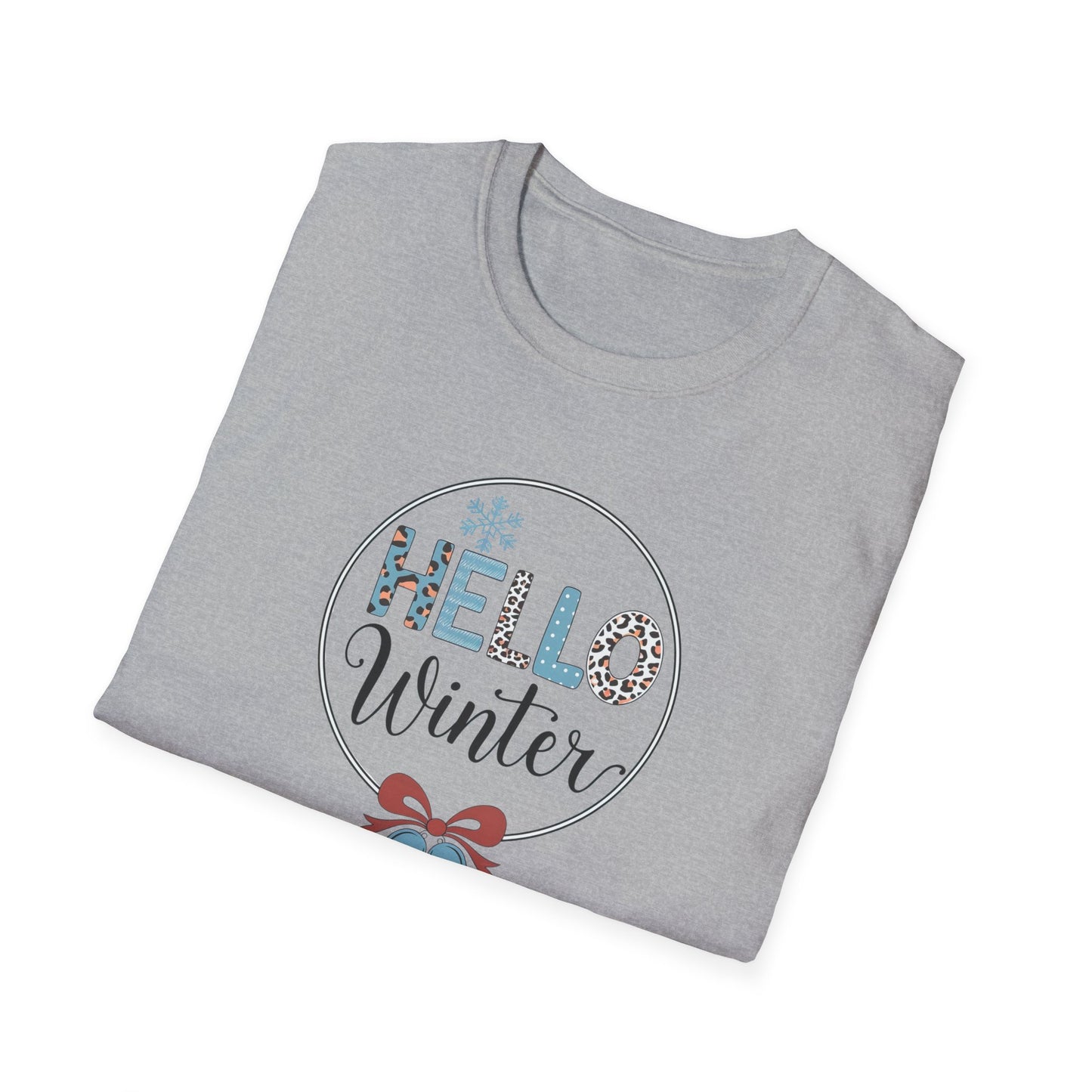 Hello Winter Unisex Softstyle T-Shirt | Cozy Seasonal Tee for Celebrations