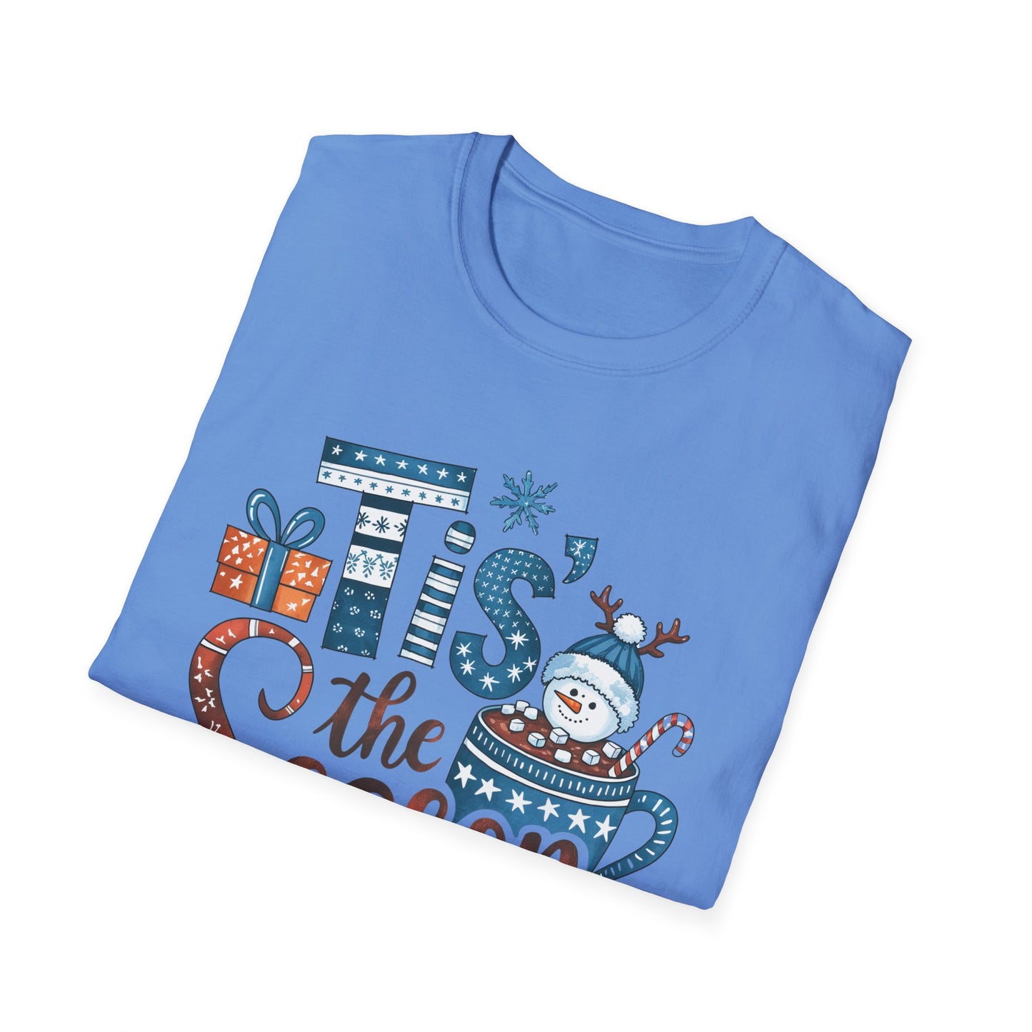 Winter Holiday Snowman Mug Design Unisex Softstyle T-Shirt - ‘Tis the Season Festive Tee