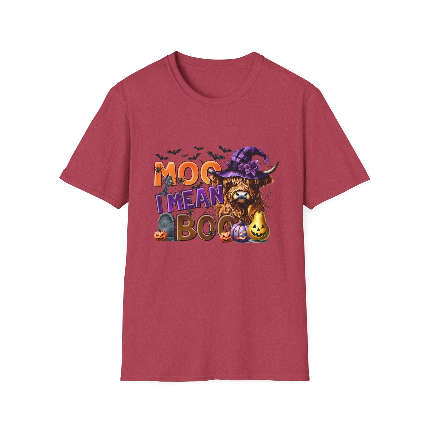 Funny Cow Halloween T-Shirt - "MOO I Mean BOO" - Unisex Softstyle Tee