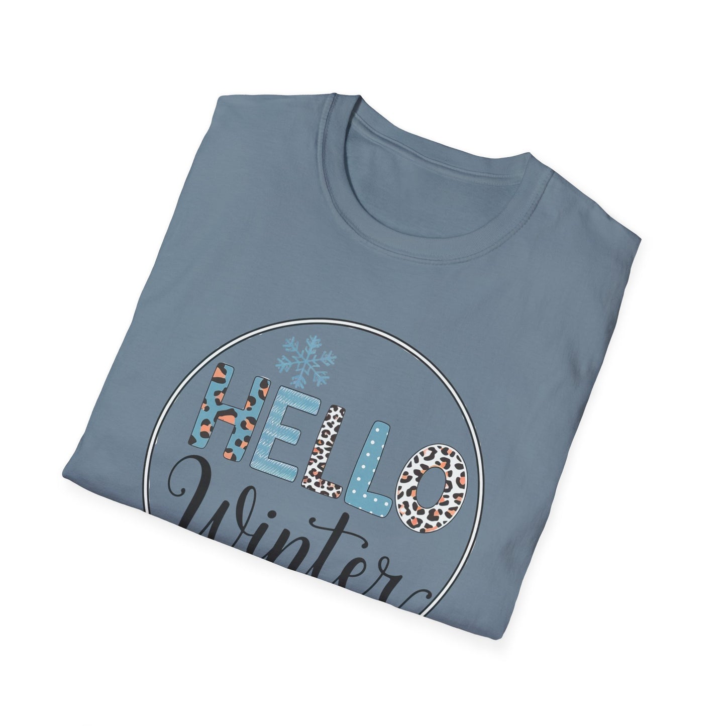 Hello Winter Unisex Softstyle T-Shirt | Cozy Seasonal Tee for Celebrations