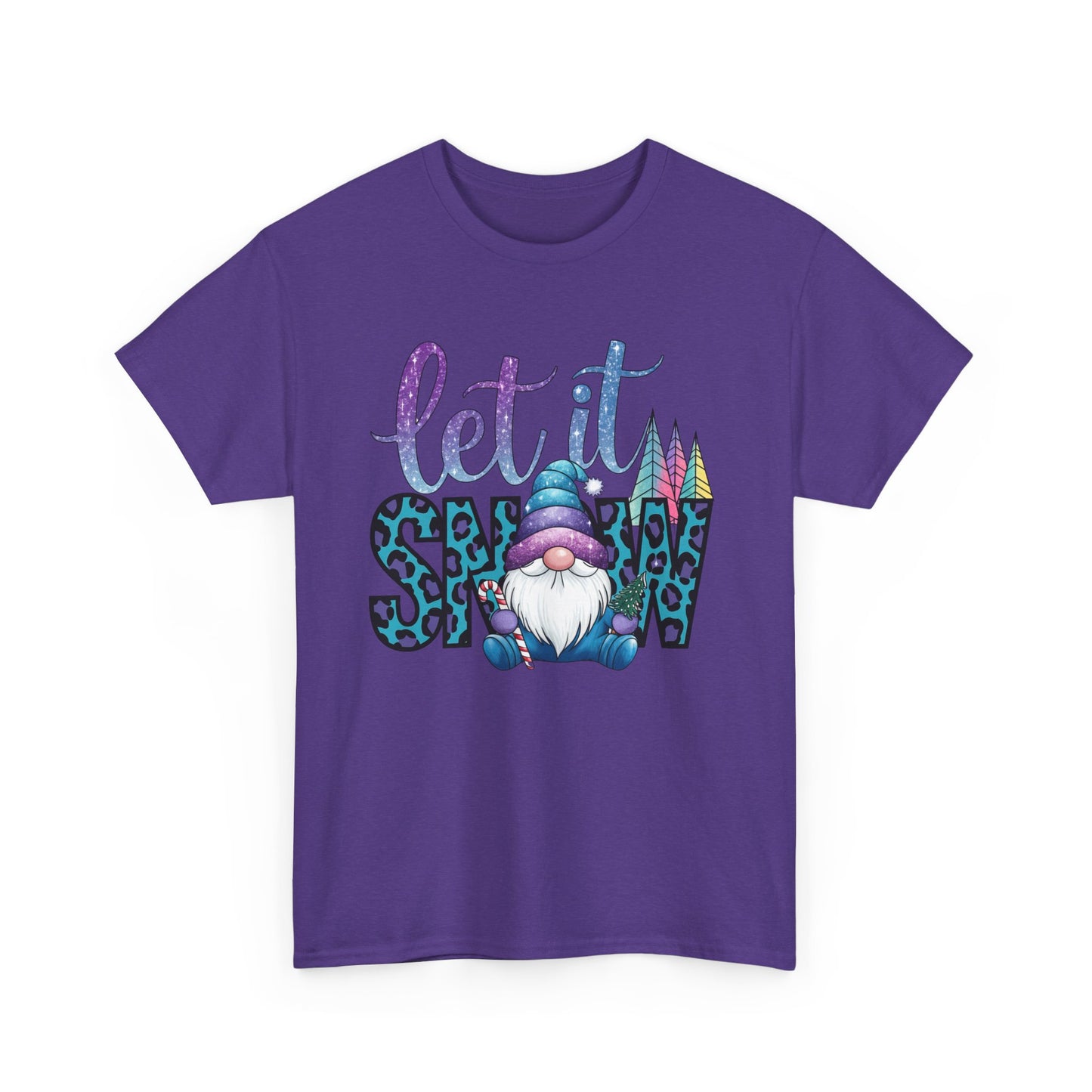 Let It Snow Unisex Heavy Cotton Tee - Fun Winter Holiday Gnome Design