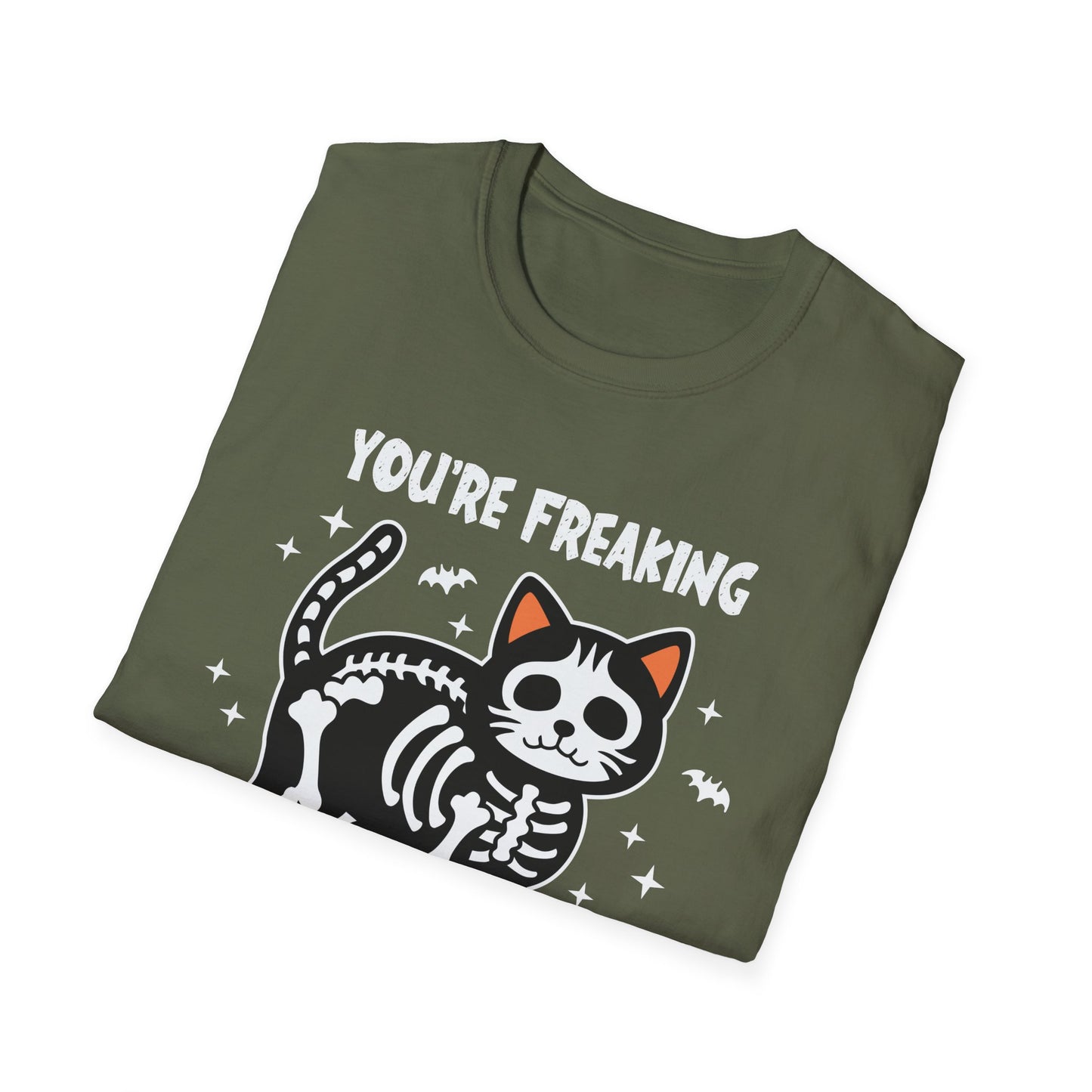 You're Freaking Meowt Skeleton Cat Unisex Softstyle Halloween T-Shirt