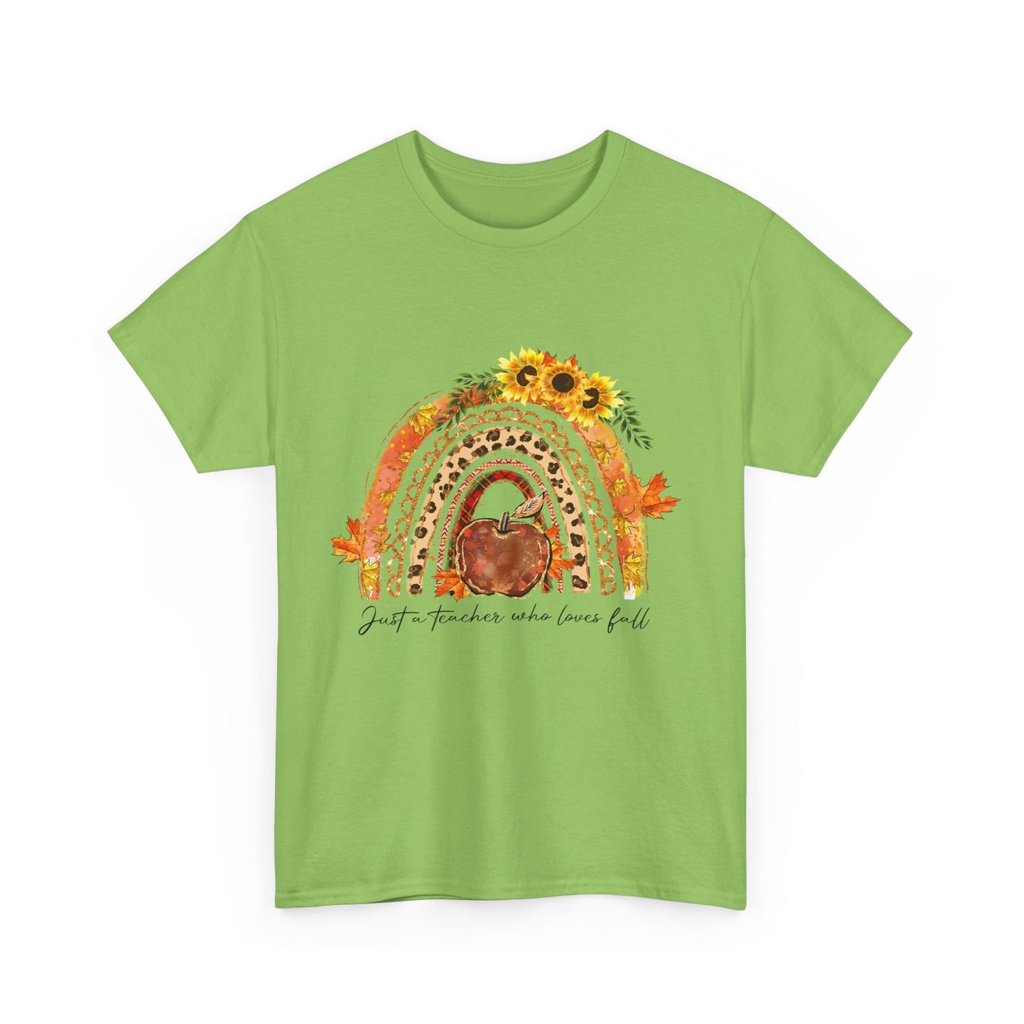 Fall Vibes Unisex Heavy Cotton Tee - 'Just a Teacher Who Loves Fall'