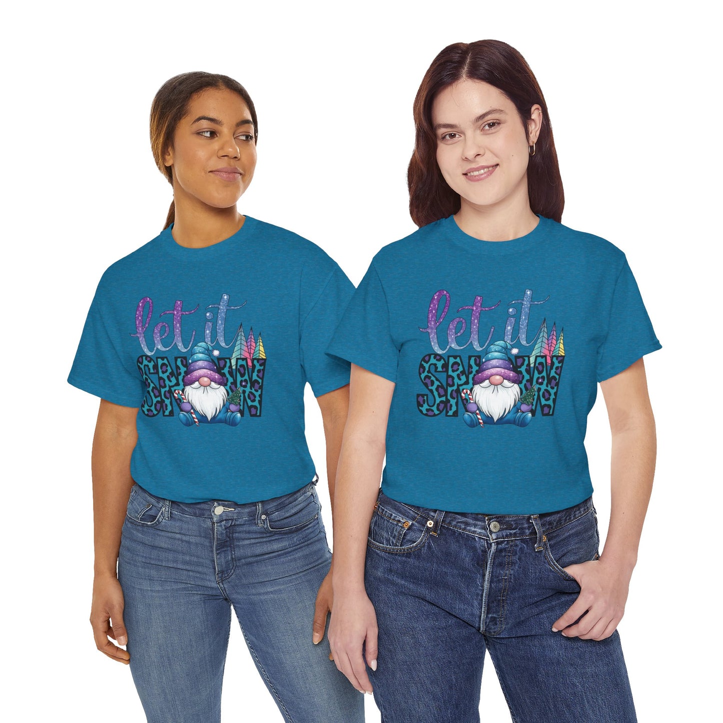 Let It Snow Unisex Heavy Cotton Tee - Fun Winter Holiday Gnome Design