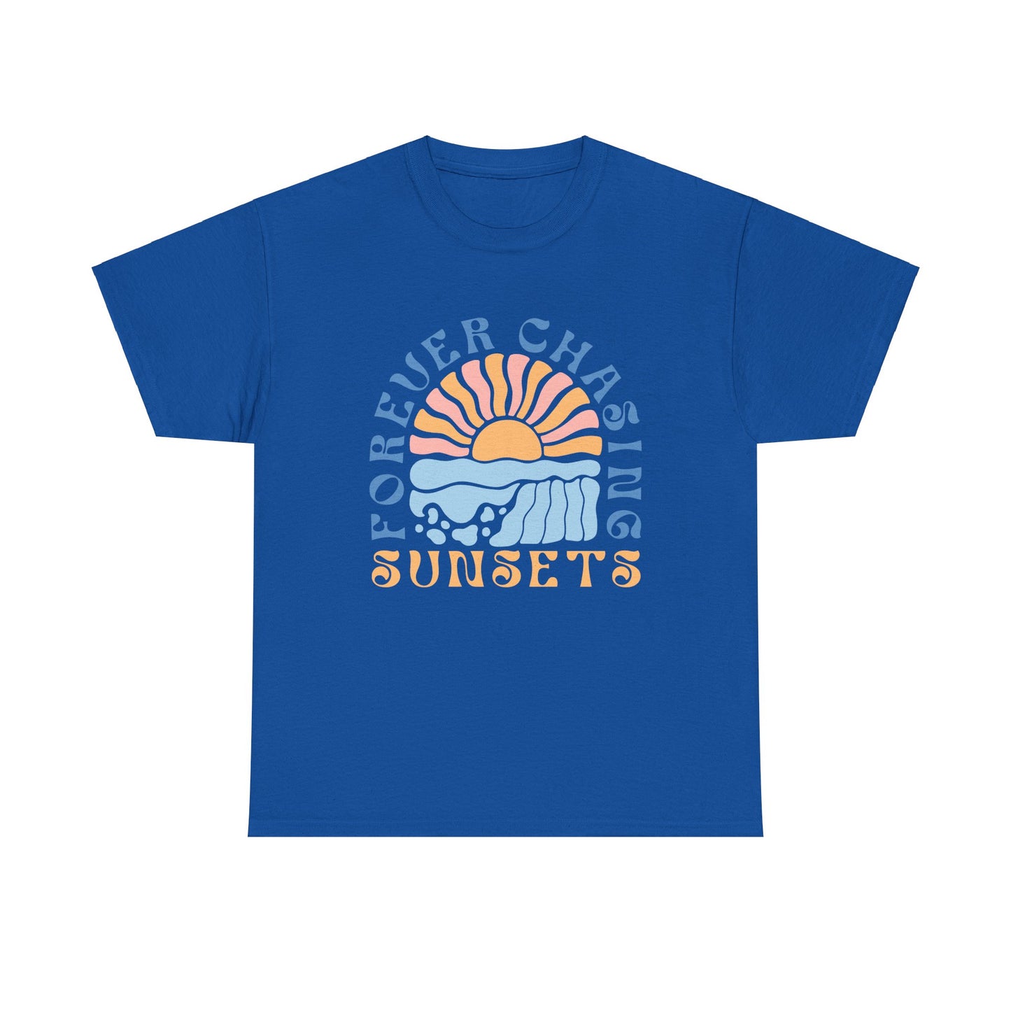 Forever Chasing Sunsets Retro Summer Unisex Heavy Cotton Tee