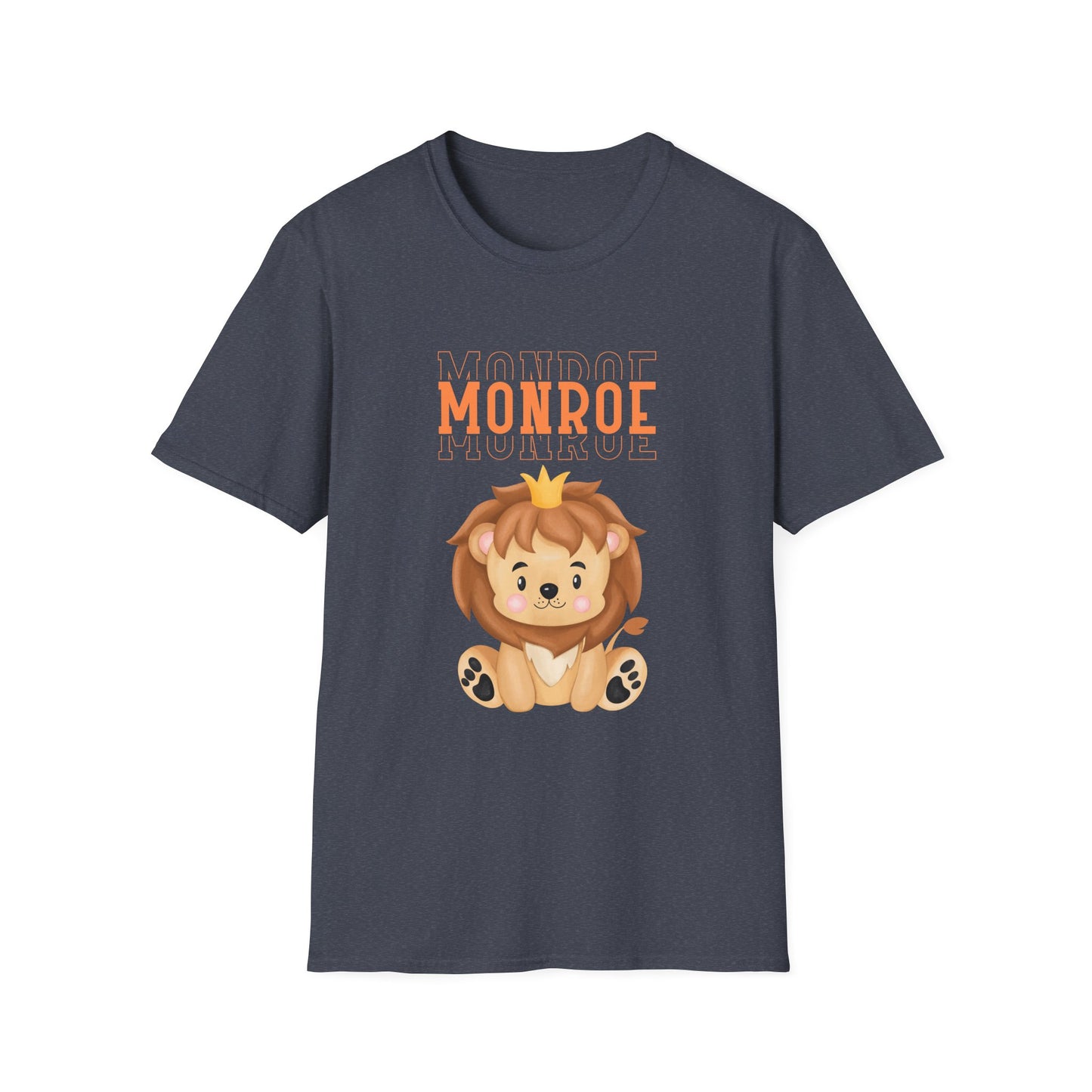 Triple Monroe Orange Lettering with Cute Lion King Unisex Adult Softstyle T-Shirt