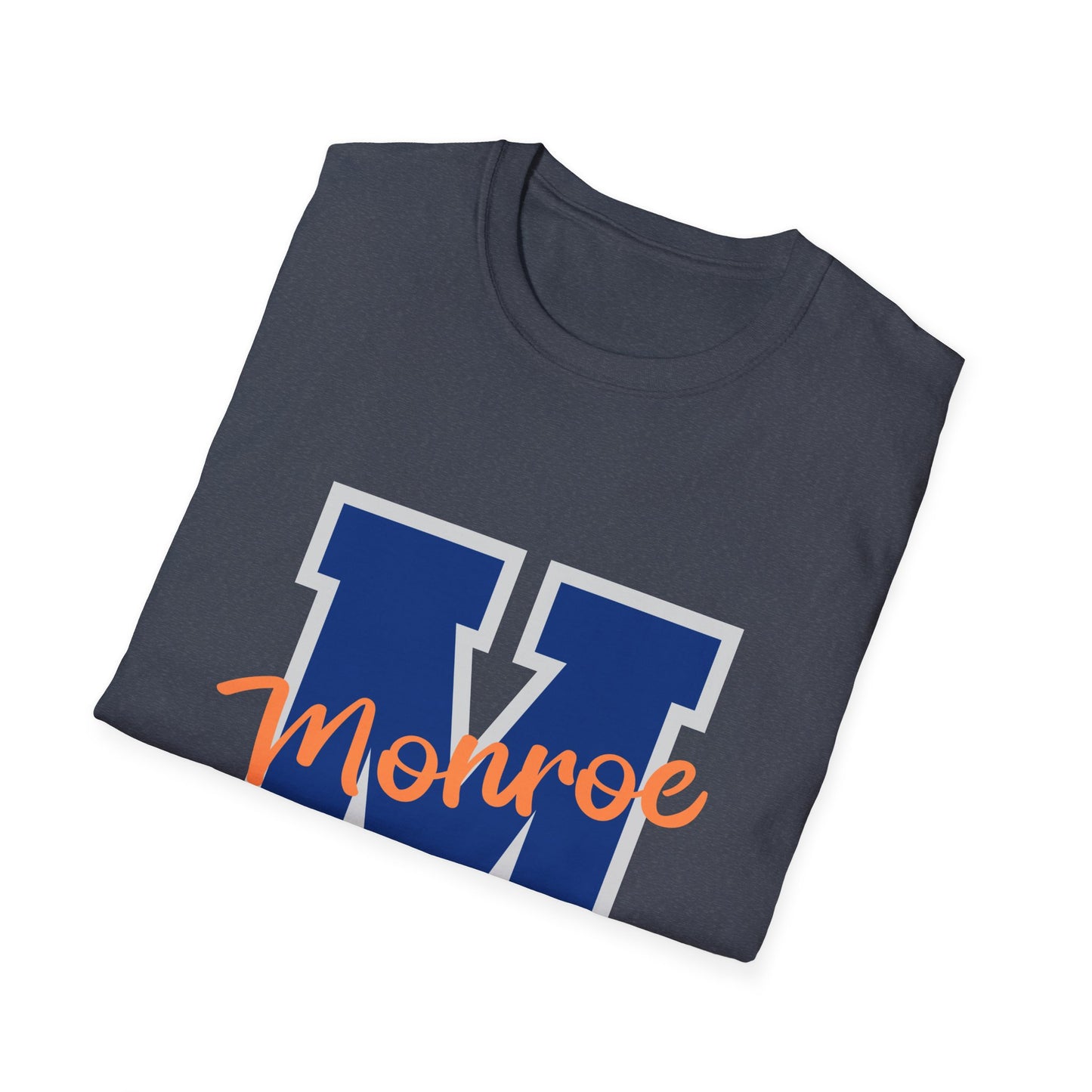 Monroe M Blue Orange Monroe Unisex Softstyle T-Shirt - Casual Comfort & Custom Style