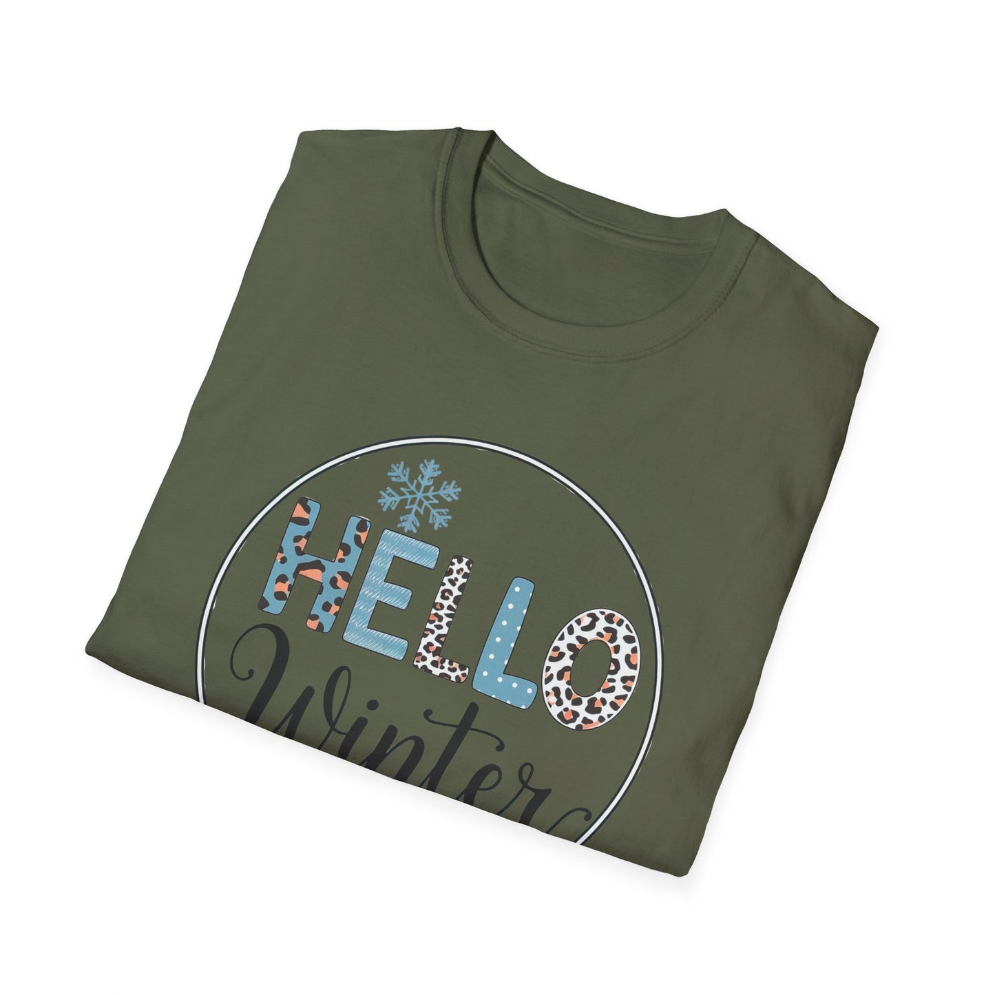 Hello Winter Unisex Softstyle T-Shirt | Cozy Seasonal Tee for Celebrations