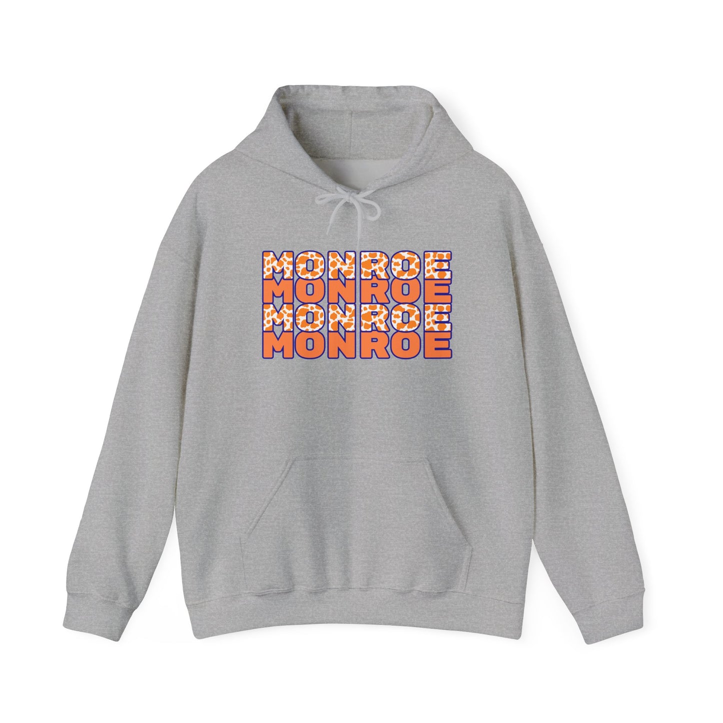 Monroe Spirit 2 dided Cow Print Unisex Heavy Blend™ Hooded Sweatshirt - Cozy and Stylish for Game Days