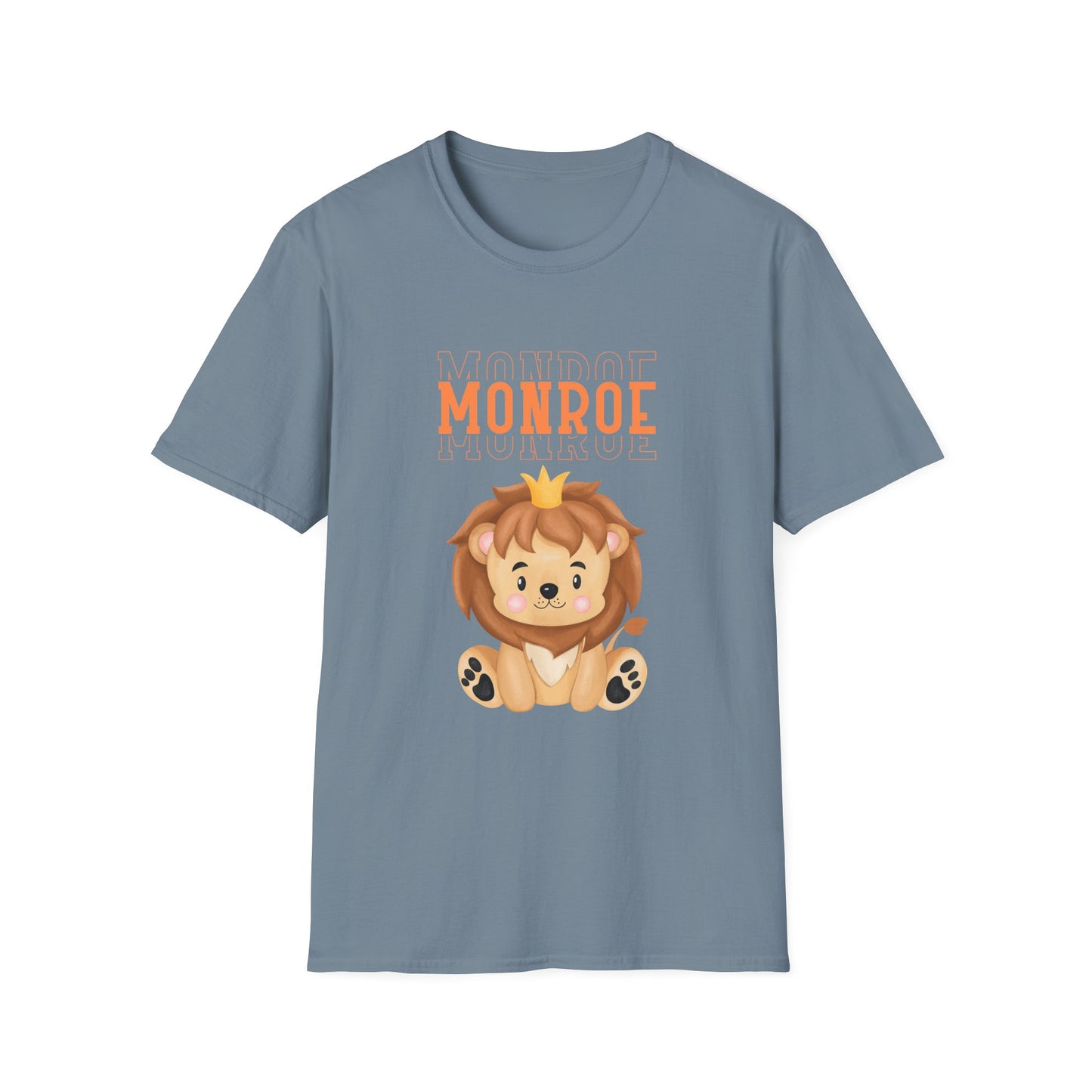 Triple Monroe Orange Lettering with Cute Lion King Unisex Adult Softstyle T-Shirt