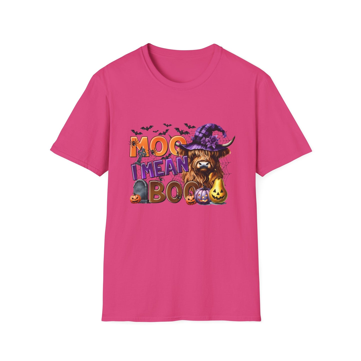 Funny Cow Halloween T-Shirt - "MOO I Mean BOO" - Unisex Softstyle Tee