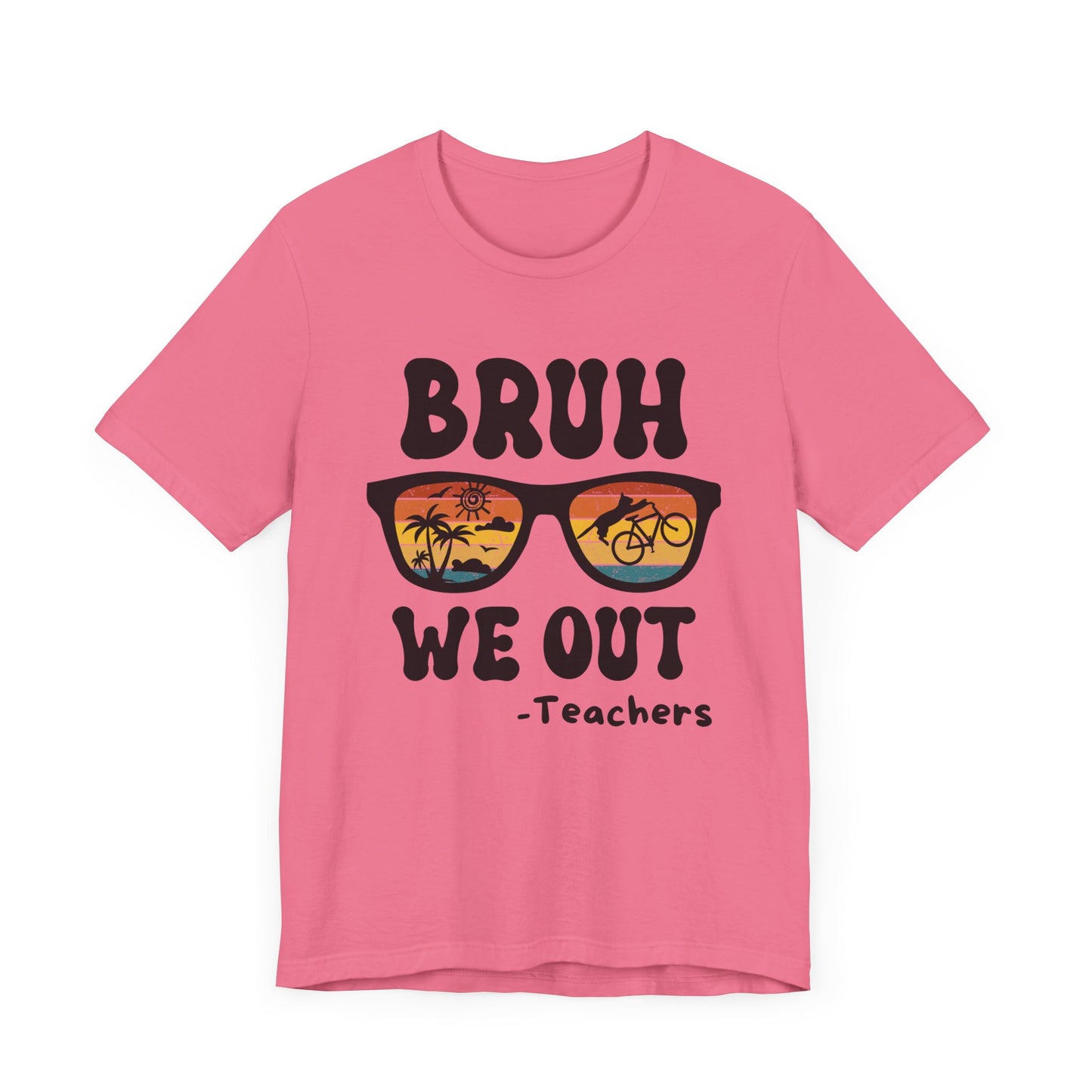 Bruh We OUT Teacher Sunglasses with CatUnisex Jersey Short Sleeve Tee