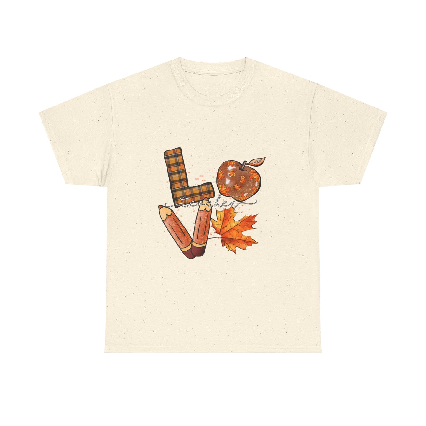 Fall Love Teacher Unisex Heavy Cotton Tee with Autumn Design