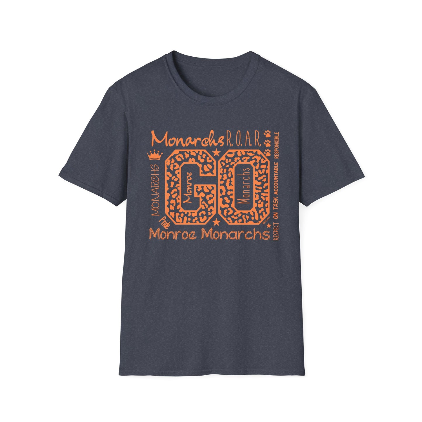 Go  Monarchs Orange Leopard Print Unisex Softstyle T-Shirt