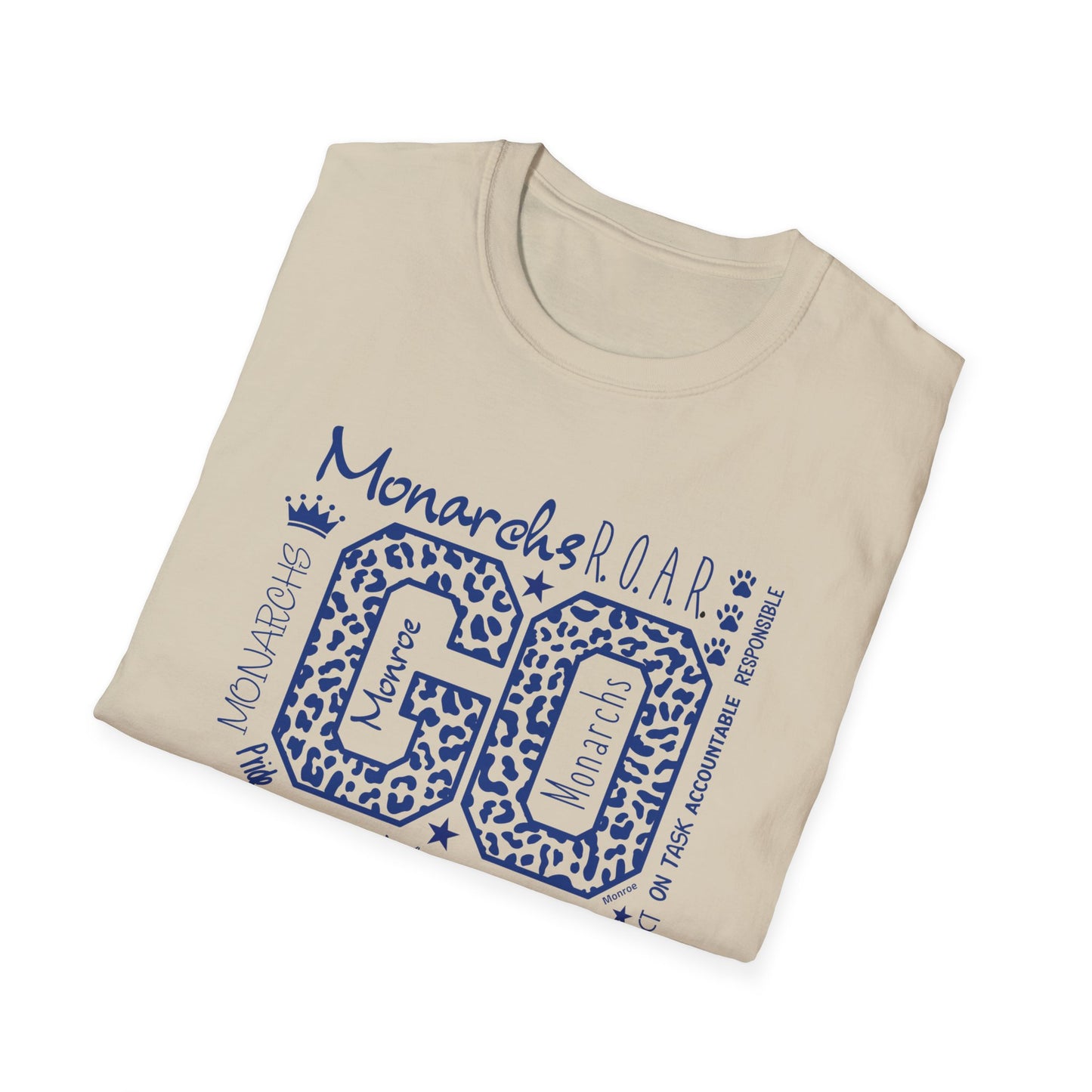 GO Monarchs Blue Leopard Print Unisex T-Shirt - School Spirit & Team Pride