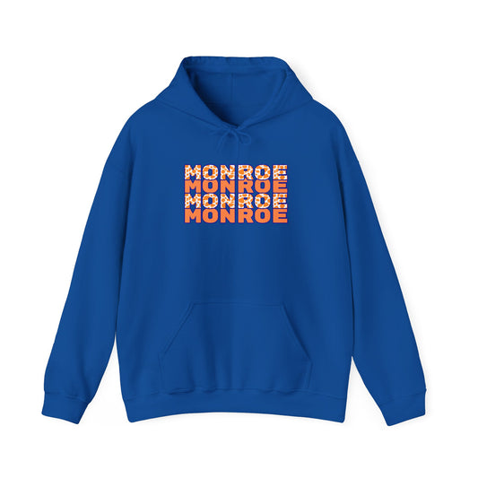 Monroe Spirit 2 dided Cow Print Unisex Heavy Blend™ Hooded Sweatshirt - Cozy and Stylish for Game Days