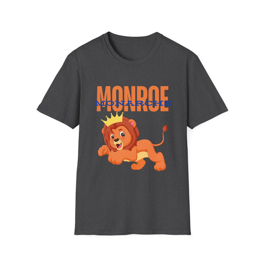 Monroe (Orange) Monarchs (Blue) with Cute Lion Wearing a Crown Leaping  Adult Unisex Soft Tshirt