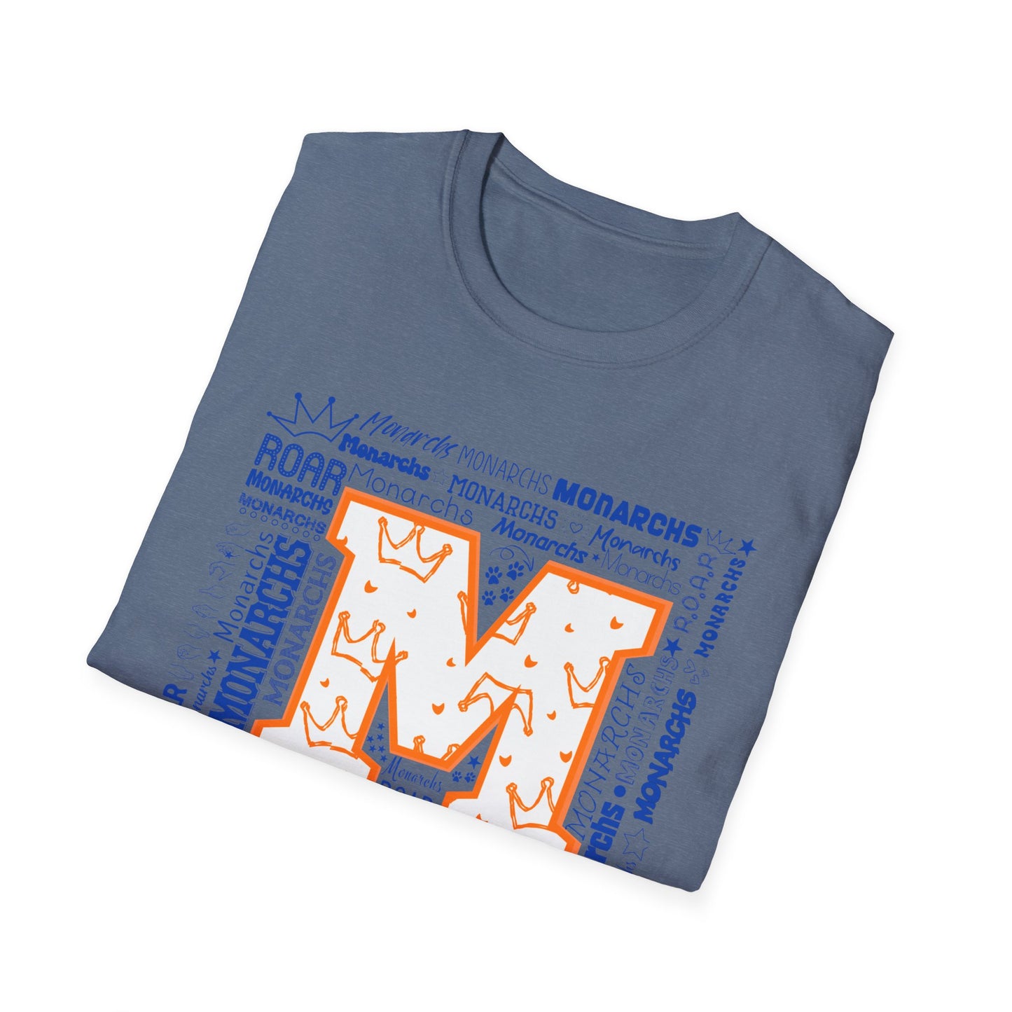 Orange Crown M Monarchs Unisex Softstyle T-Shirt - ROAR Design