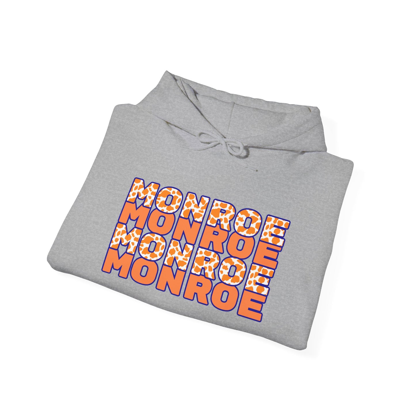Monroe Spirit 2 dided Cow Print Unisex Heavy Blend™ Hooded Sweatshirt - Cozy and Stylish for Game Days