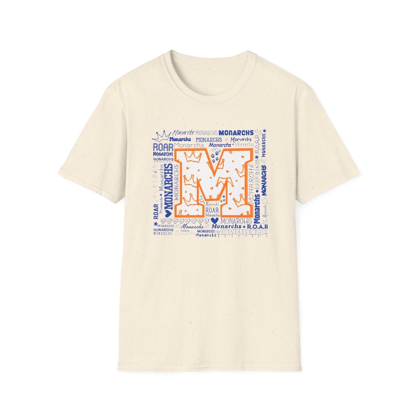 Orange Crown M Monarchs Unisex Softstyle T-Shirt - ROAR Design