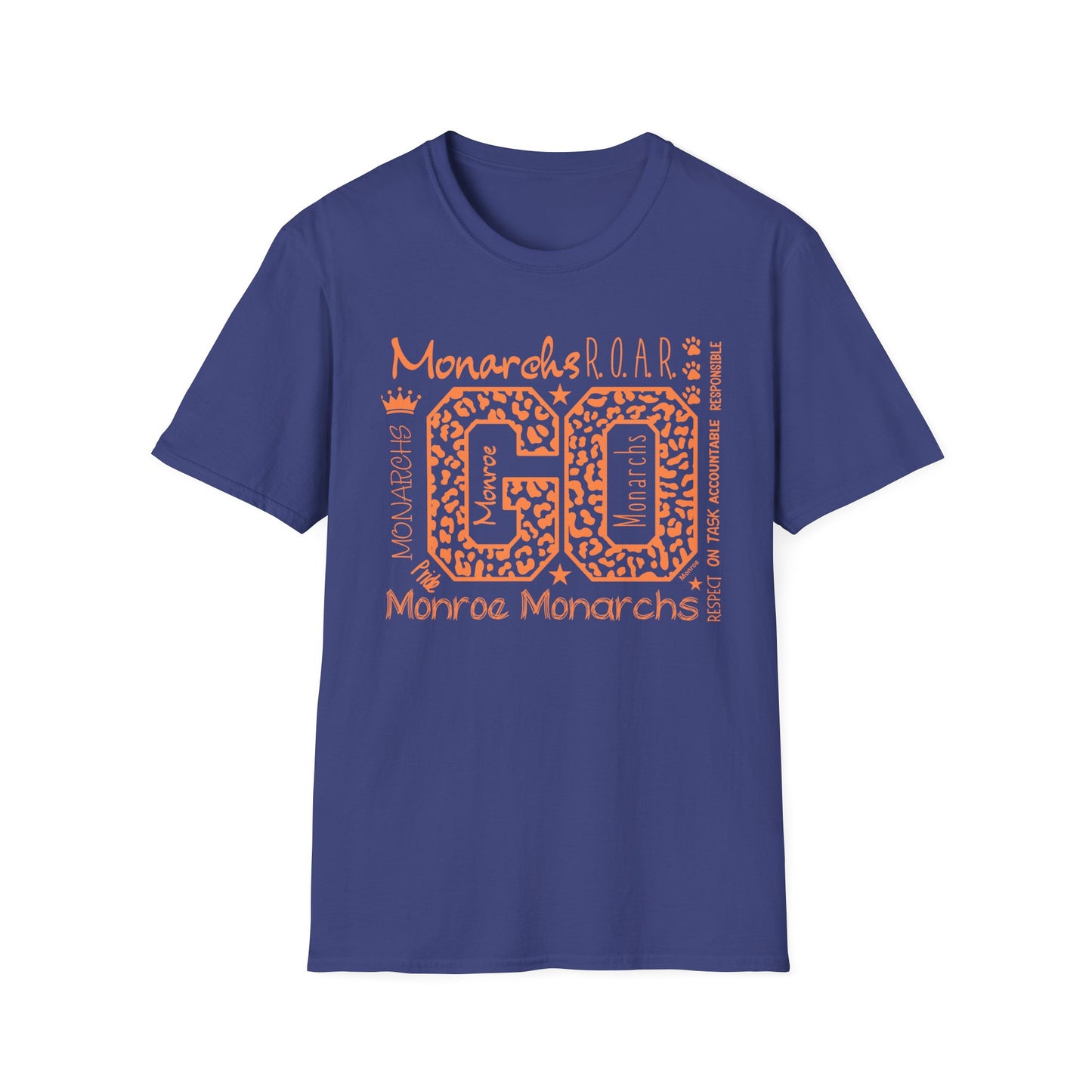 Go  Monarchs Orange Leopard Print Unisex Softstyle T-Shirt