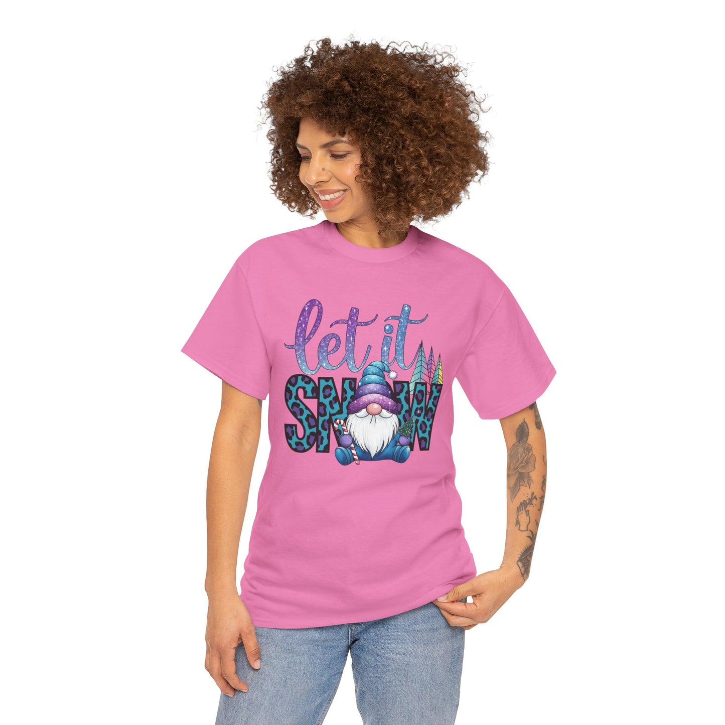 Let It Snow Unisex Heavy Cotton Tee - Fun Winter Holiday Gnome Design