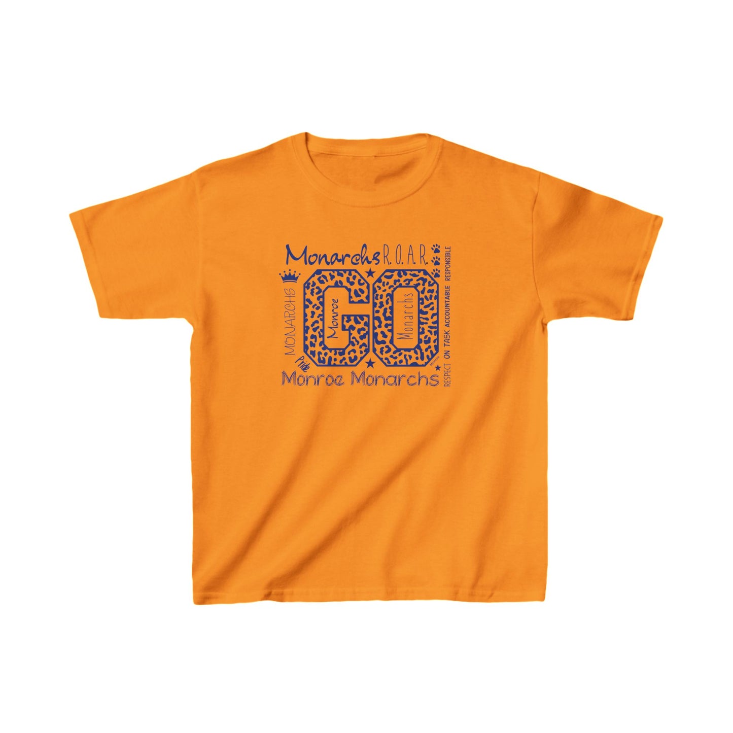 Kids GO Monarchs Blue Leopard Print Heavy Cotton Tee - Perfect for School Events and Spirit Days