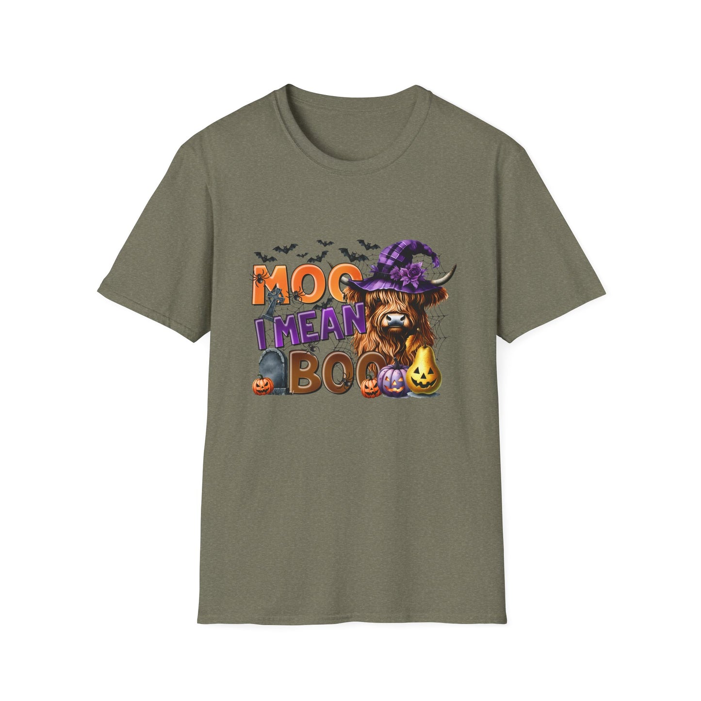 Funny Cow Halloween T-Shirt - "MOO I Mean BOO" - Unisex Softstyle Tee