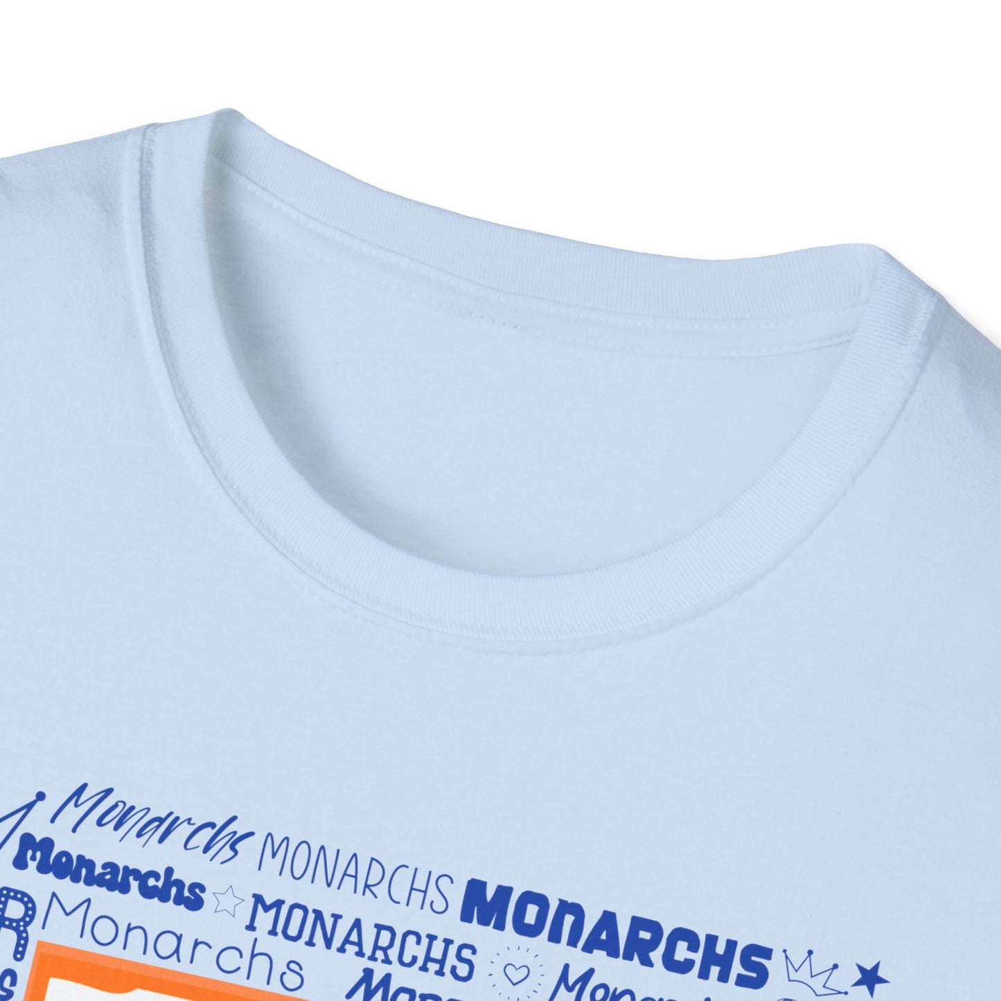 Orange Cow M Monarchs Unisex Softstyle T-Shirt with 'Monarchs Roar' Design - Perfect for School Spirit and Team Events