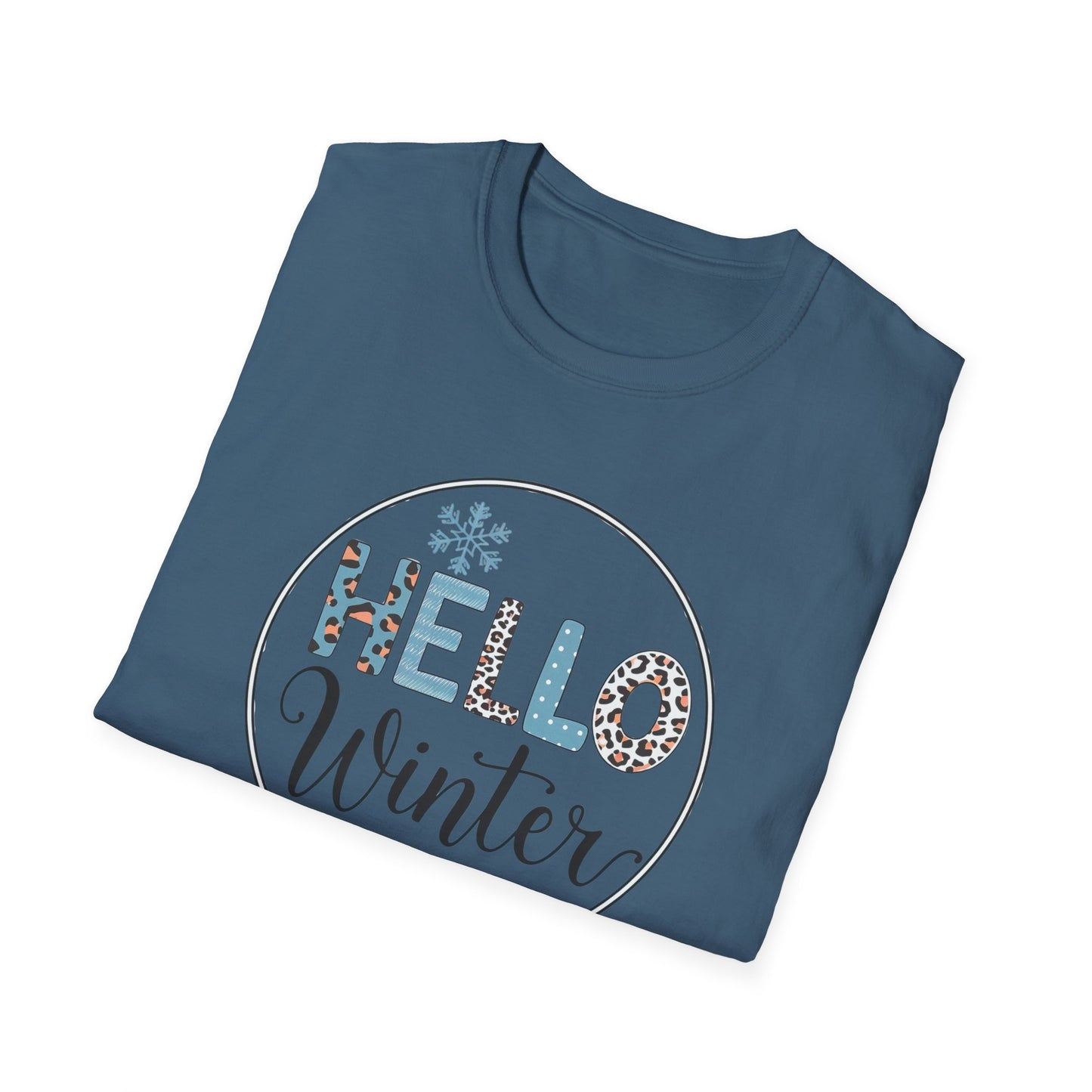 Hello Winter Unisex Softstyle T-Shirt | Cozy Seasonal Tee for Celebrations