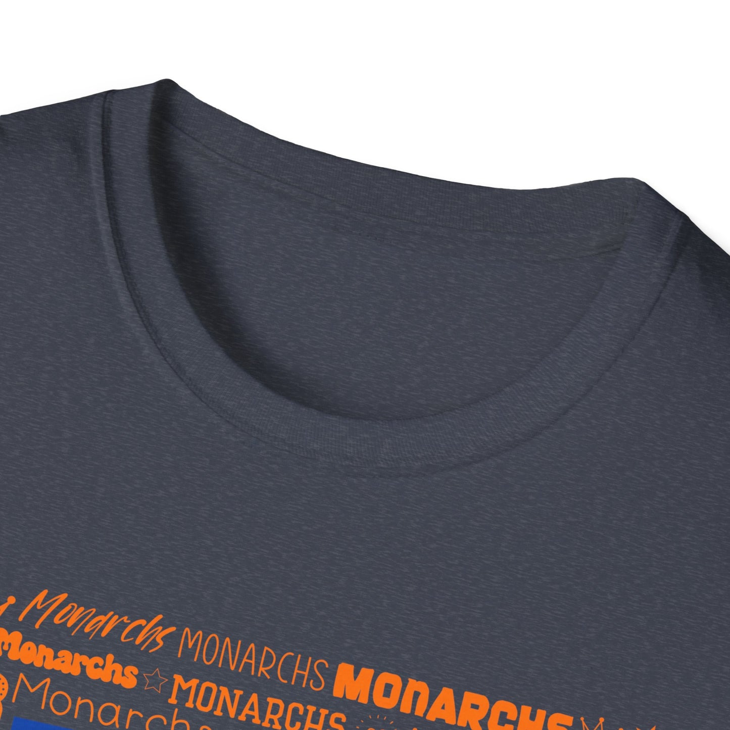 Blue Cow Print M Monarchs Unisex Softstyle T-Shirt - Monarchs Roar Graphic Tee for School Spirit