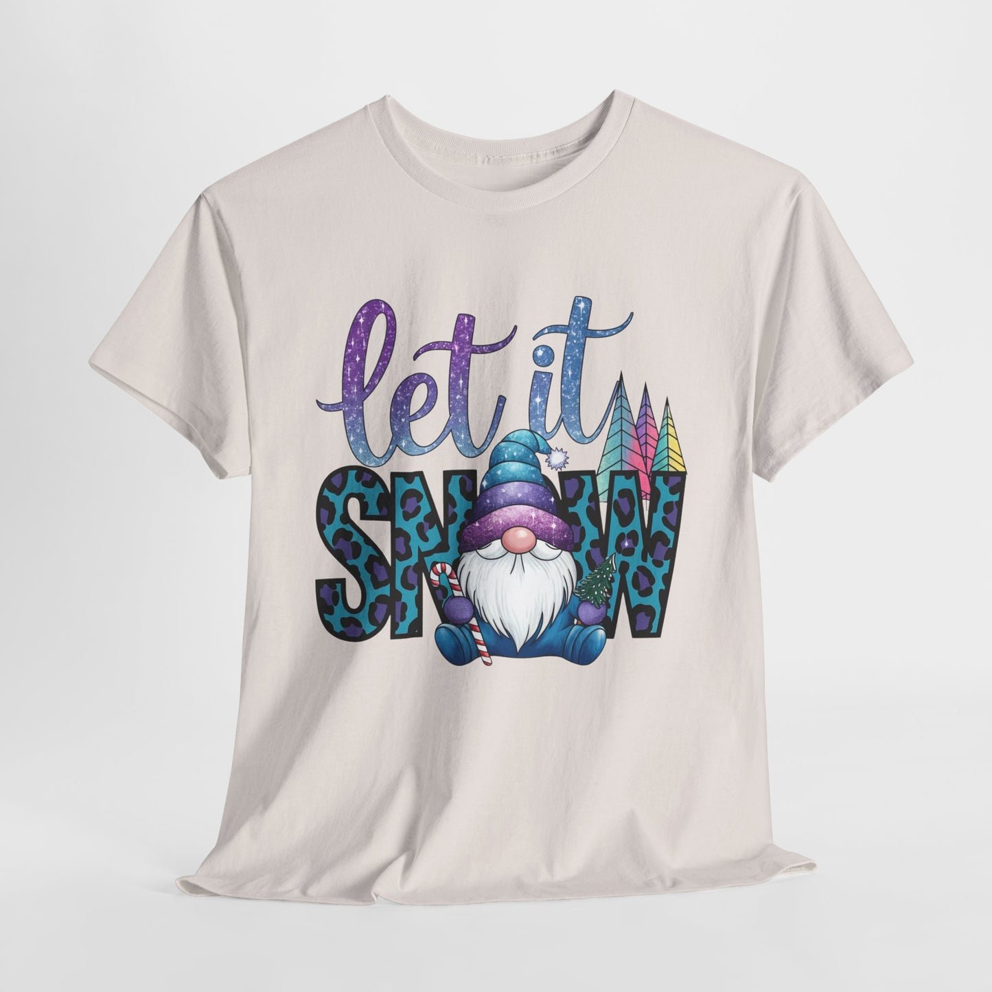 Let It Snow Unisex Heavy Cotton Tee - Fun Winter Holiday Gnome Design