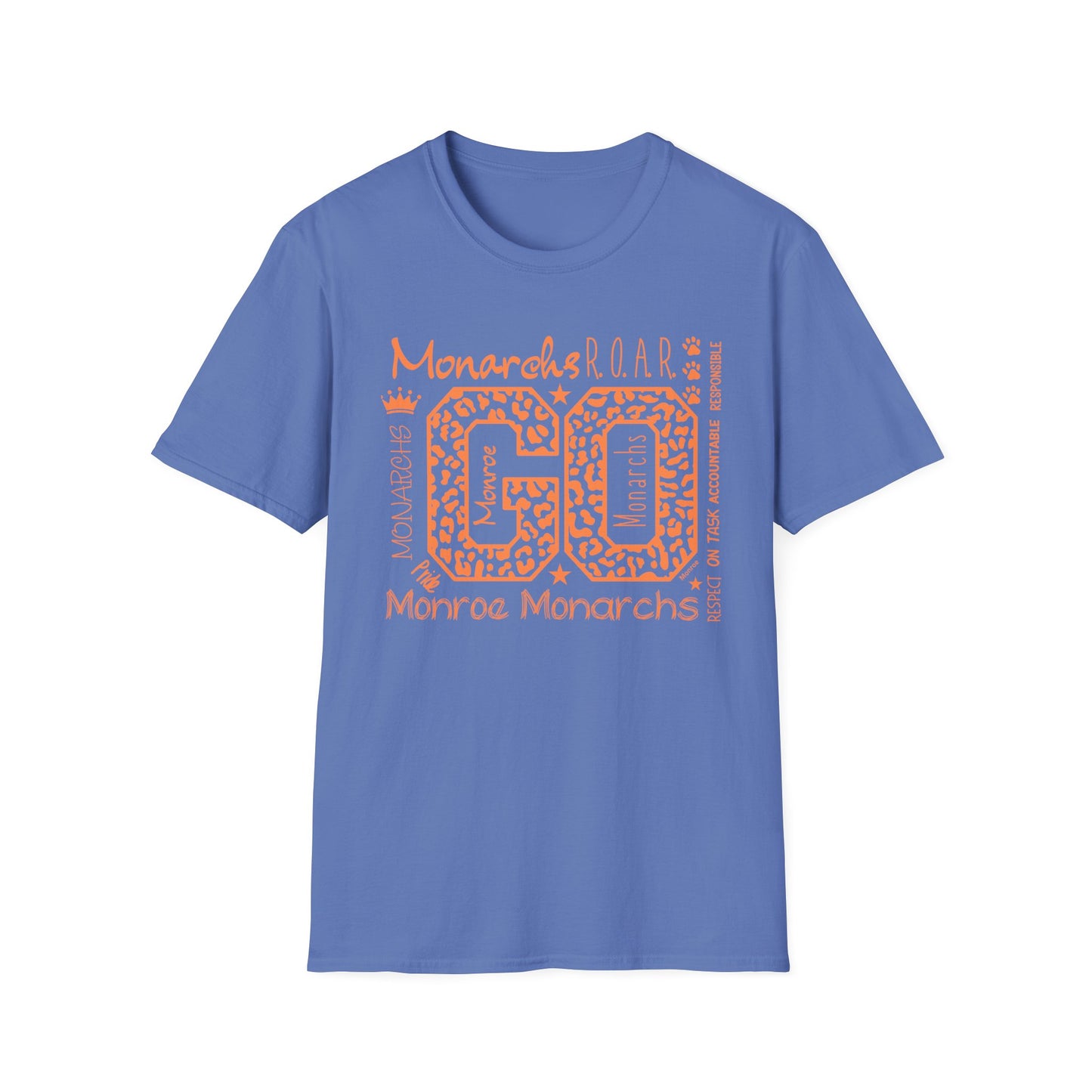 Go  Monarchs Orange Leopard Print Unisex Softstyle T-Shirt