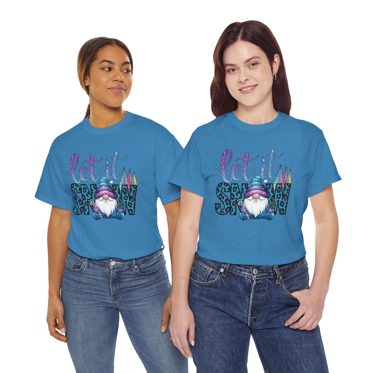 Let It Snow Unisex Heavy Cotton Tee - Fun Winter Holiday Gnome Design