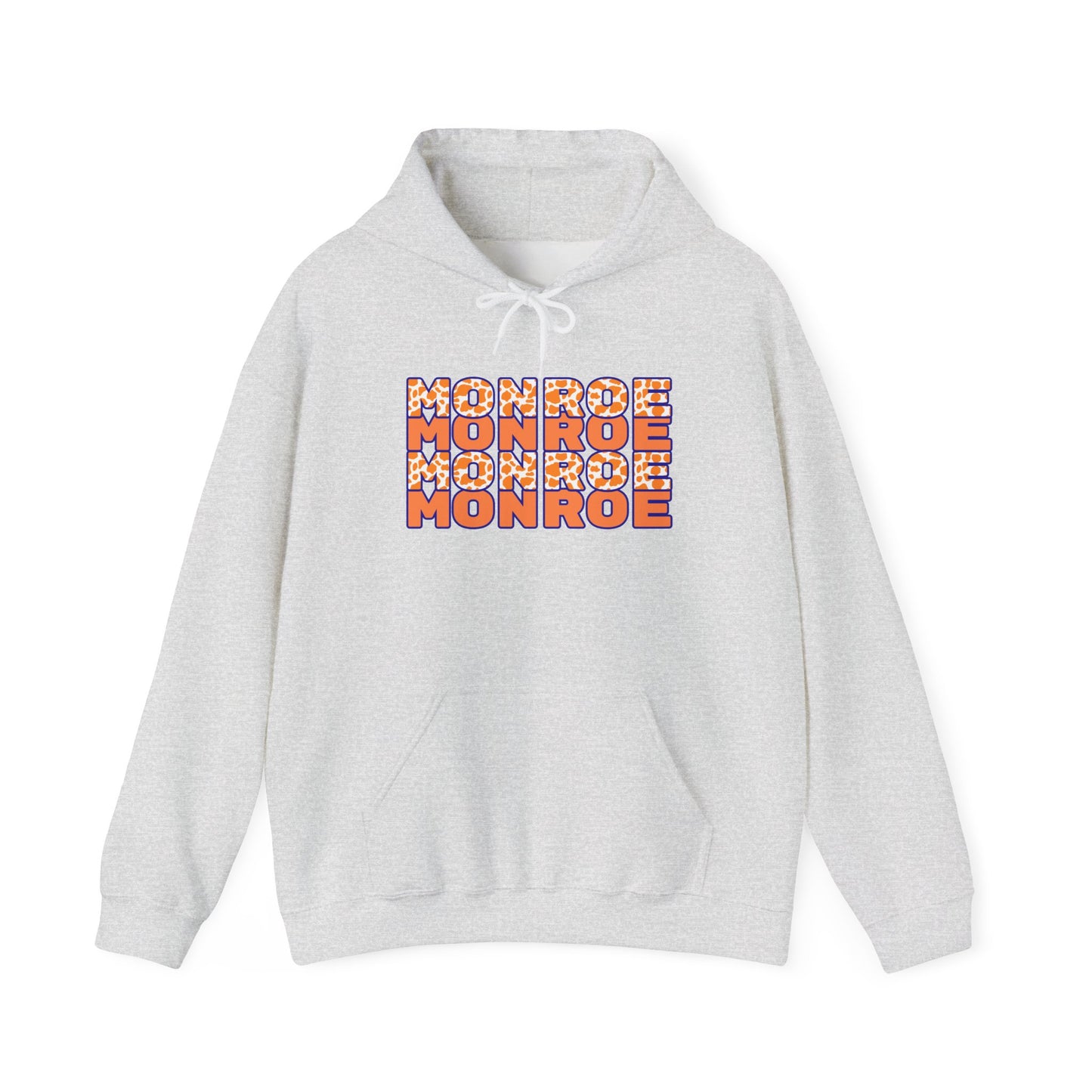 Monroe Spirit 2 dided Cow Print Unisex Heavy Blend™ Hooded Sweatshirt - Cozy and Stylish for Game Days