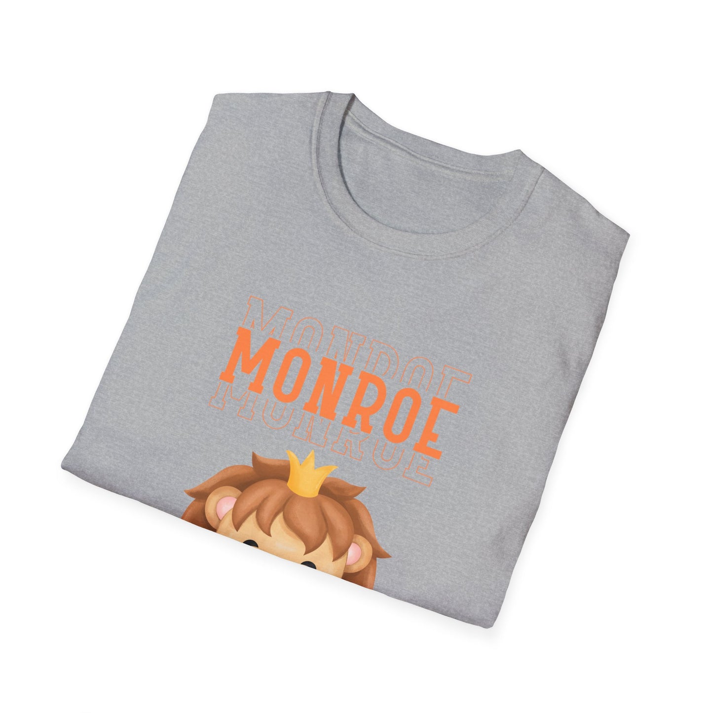 Triple Monroe Orange Lettering with Cute Lion King Unisex Adult Softstyle T-Shirt