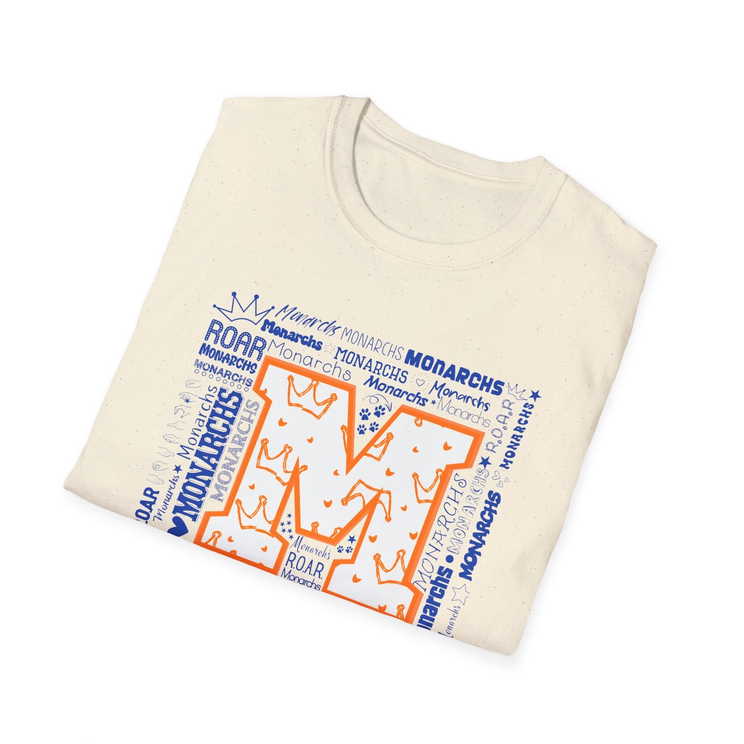 Orange Crown M Monarchs Unisex Softstyle T-Shirt - ROAR Design