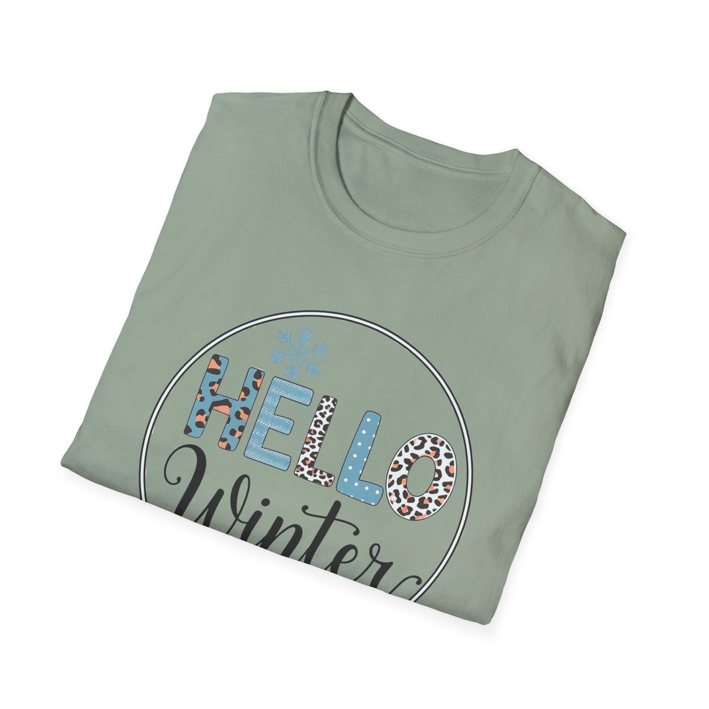 Hello Winter Unisex Softstyle T-Shirt | Cozy Seasonal Tee for Celebrations