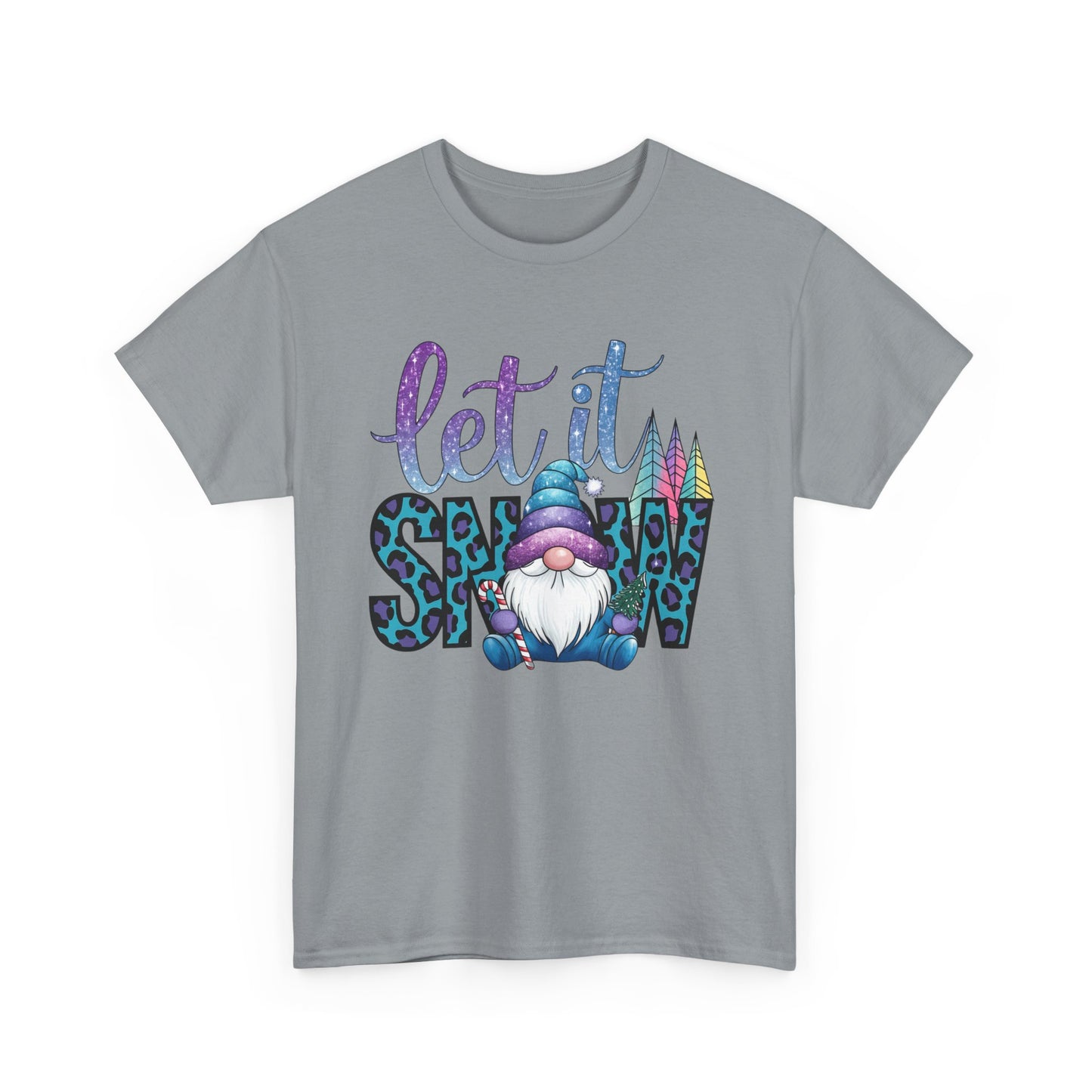 Let It Snow Unisex Heavy Cotton Tee - Fun Winter Holiday Gnome Design