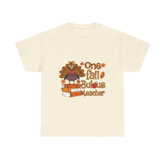 Fall Teacher Unisex Heavy Cotton Tee - 'One Fall -Bulous Teacher' Design