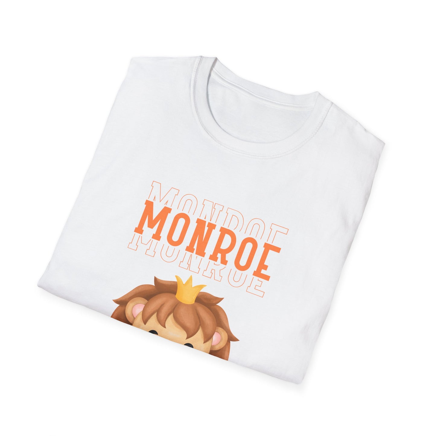 Triple Monroe Orange Lettering with Cute Lion King Unisex Adult Softstyle T-Shirt