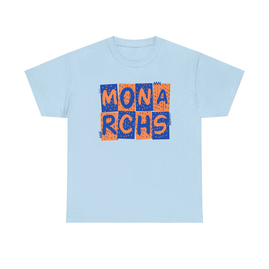 Monarchs Blue and Orange Squares Unisex Heavy Cotton Tee -