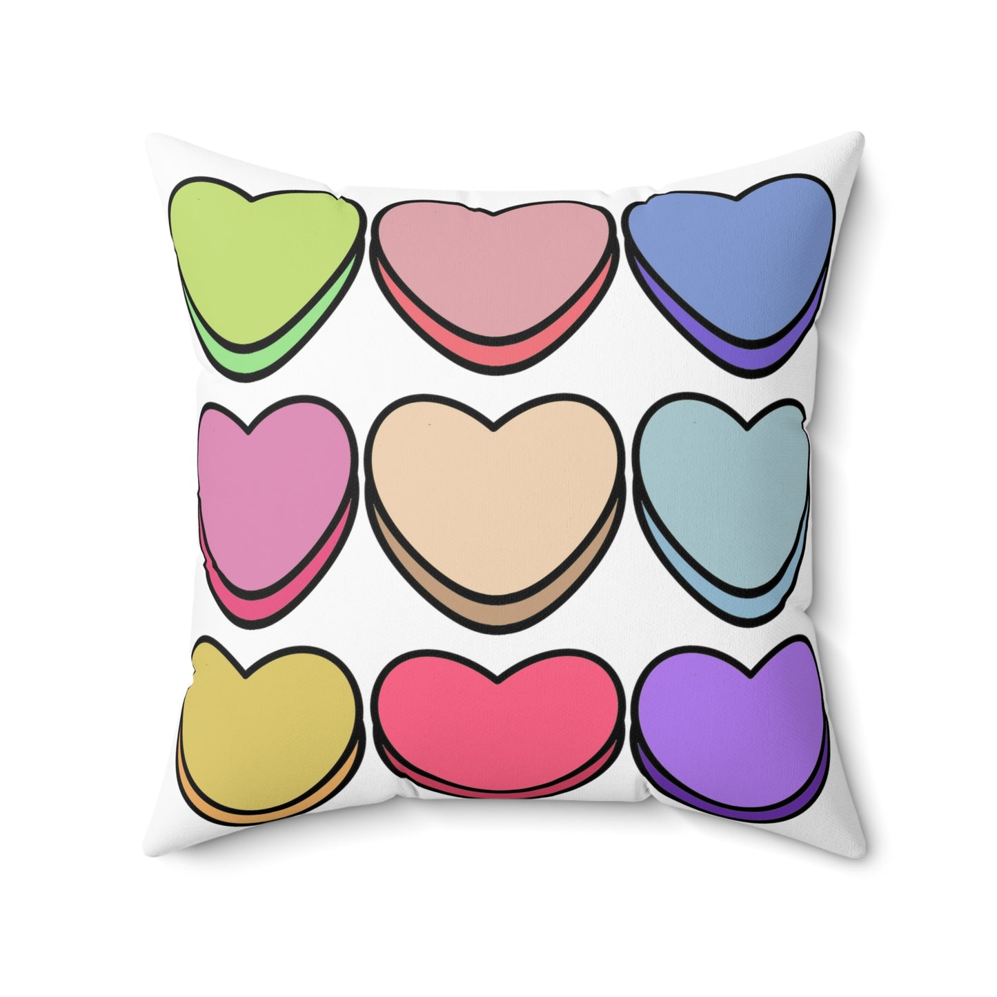 Valentines Brightly Colored Hearts Square Pillow