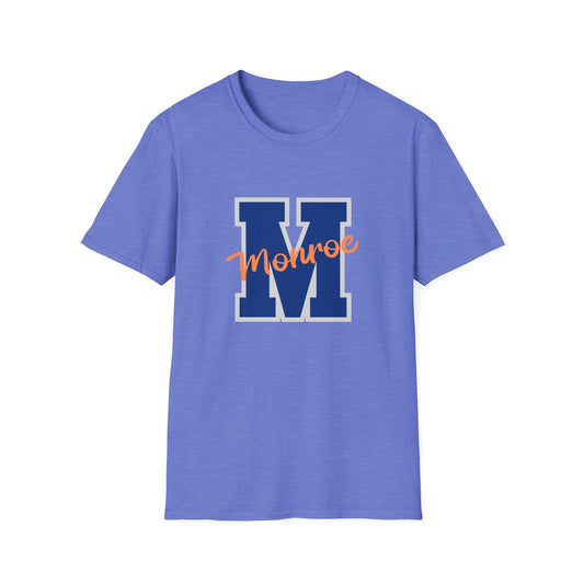 Monroe M Blue Orange Monroe Unisex Softstyle T-Shirt - Casual Comfort & Custom Style